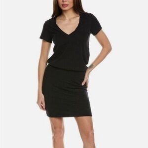 NWOT James Perse Short Sleeve Black Blouson V-neck TShirt Dress Size 2/Medium
